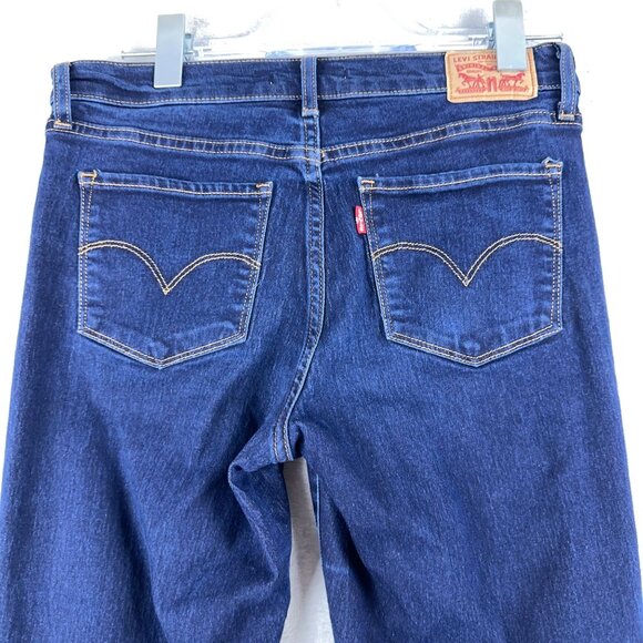 Levi's 314 Shaping Straight Jeans Denim Stretch Mid Rise Women Dark Blue Size 28 - Picture 4 of 12